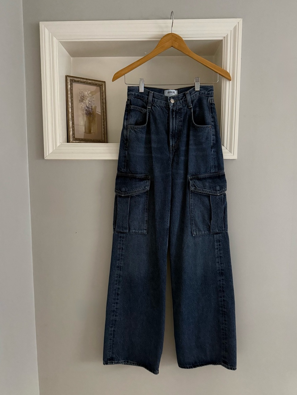 AGOLDE Minka Cargo Wide Leg Jeans in Path Medium Wash Size 22 - Picture 6 of 12